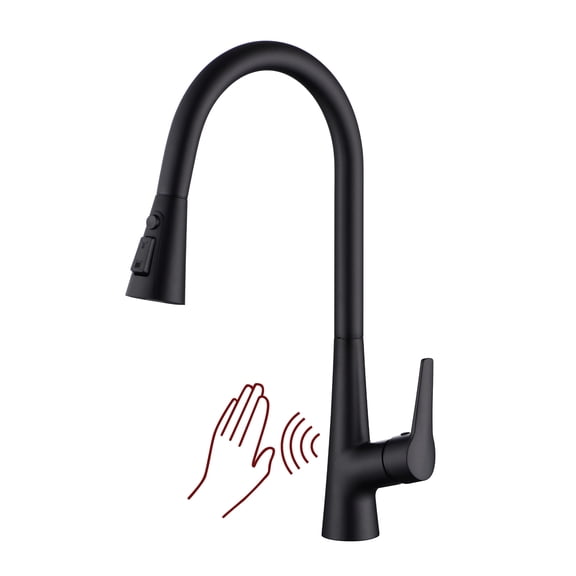Sumerain Touchless Pull Down Kitchen Faucet, Motion Sensor, Single Handle, Matte Black