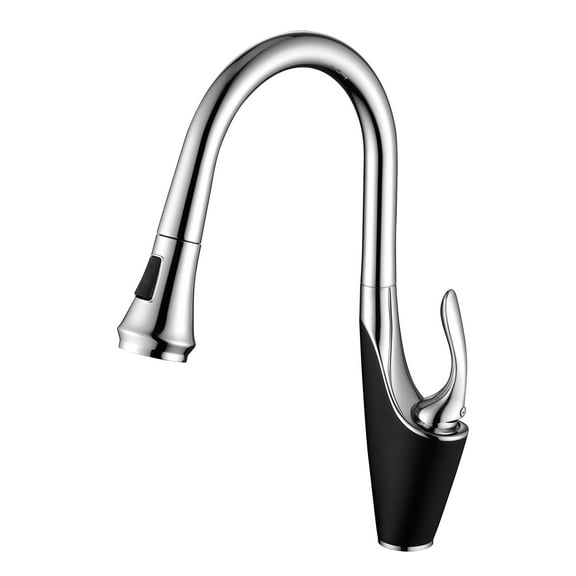 sumerain Stainless Steel High Arc Kitchen Faucet with Pull Down Sprayer, Modern Single Handle 1 Hole Pull Out Kitchen Faucet, Chrome & Black