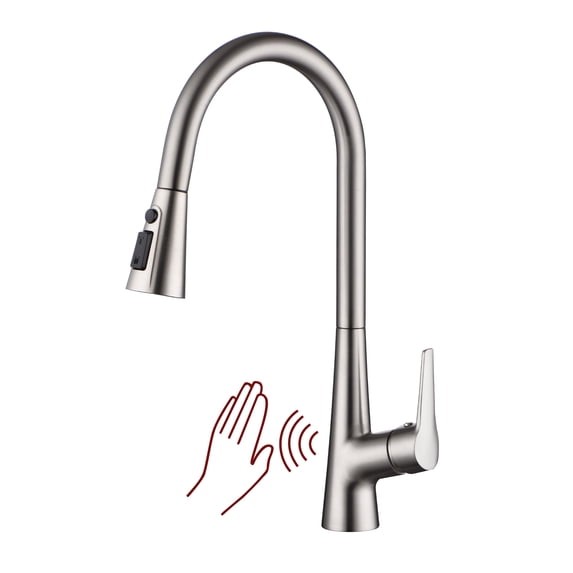 sumerain Touchless Kitchen Faucet with Pull-Down Sprayer,Single Handle Hands-Free Motion Sensor Kitchen Sink Faucet Brushed Nickel