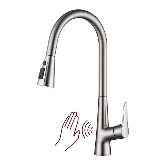 sumerain Touchless Kitchen Faucet with Pull-Down Sprayer,Single Handle Hands-Free Motion Sensor Kitchen Sink Faucet Brushed Nickel