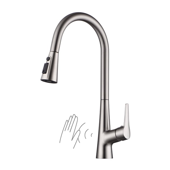 sumerain Touchless Kitchen Faucet with Pull-Down Sprayer,Single Handle Hands-Free Motion Sensor Kitchen Sink Faucet Brushed Nickel