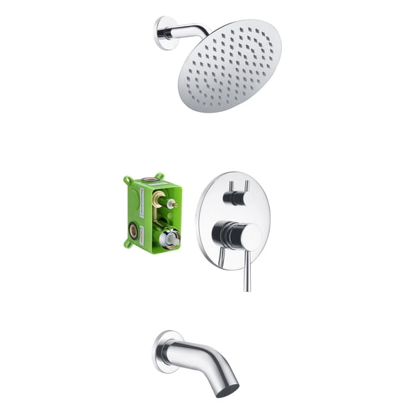 sumerain Tub and Shower Faucet Set with Valve Included, Shower System with Tub Spout Chrome