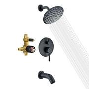 Sumerain Black Shower Faucet with Tub Spout,Tub and Shower Faucet Trim Kit with Rough in Valve,8 Inch Shower Head, Pressure Balance Cartridge
