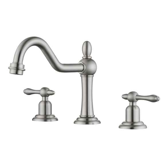 sumerain Two Handles Widespread 8 inch Bathroom Faucet, Basin Faucet 360 Degree Swivel Spout Lavatory Sink Faucet Brushed Nickel