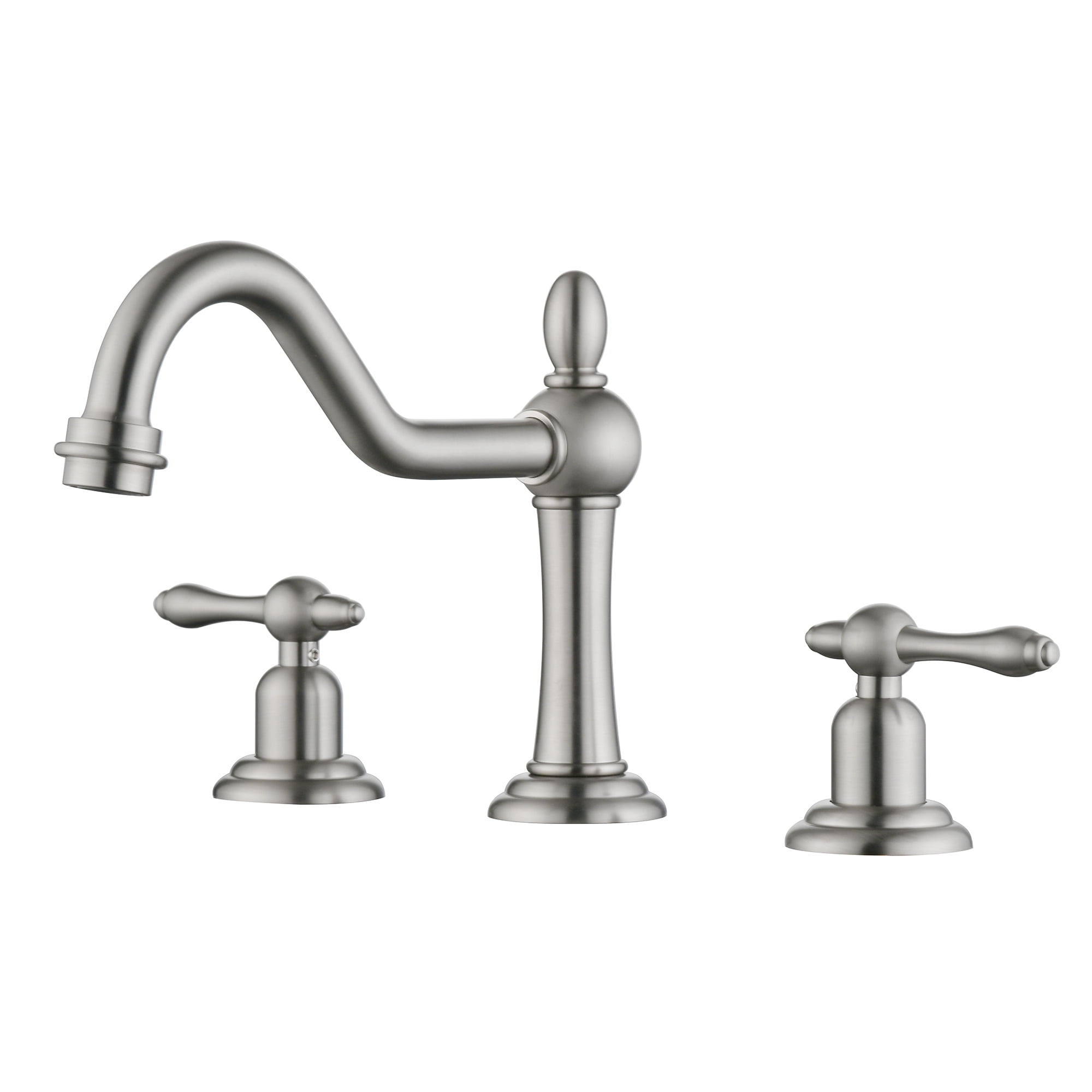 sumerain Two Handles Widespread 8 inch Bathroom Faucet, Basin Faucet 360 Degree Swivel Spout Lavatory Sink Faucet Brushed Nickel
