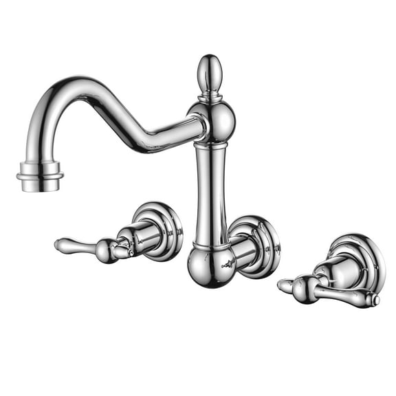 sumerain Vintage Tub Faucet Wall Mount Bathtub Faucet 3 Hole 8 Inches Center Chrome