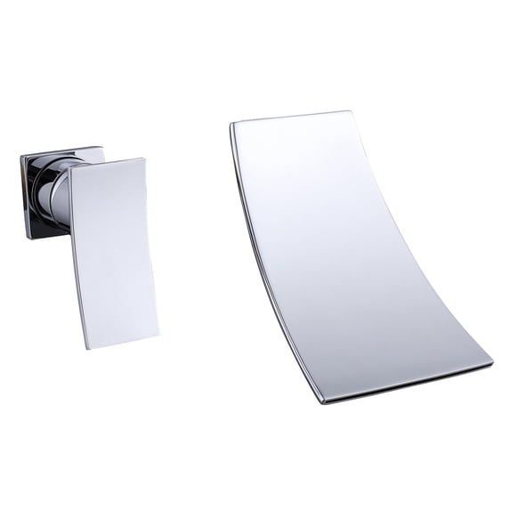 Sumerain Wall Mounted Waterfall Tub Faucet Set,Bathtub Filler with Left-Handed Single Handle,Chrome