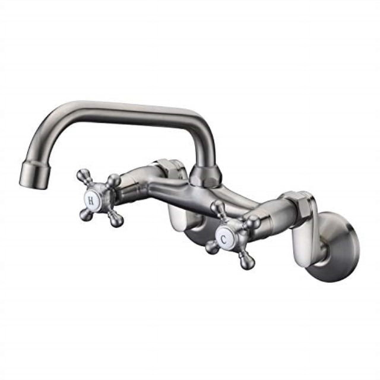Sumerain Wall Mount Kitchen Sink Faucet with 2 Cross Handle,Brushed Nickel Commercial Wall Mounted Laundry Sink Faucet, 3" to 9" Adjustable Spread