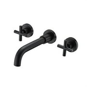 sumerain Matte Black Bathroom Sink Faucet,Wall Mount Black Bathroom Faucet and Rough-in Valve Included