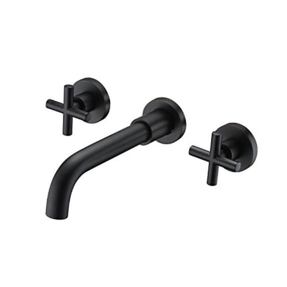 sumerain Matte Black Bathroom Sink Faucet,Wall Mount Black Bathroom Faucet and Rough-in Valve Included