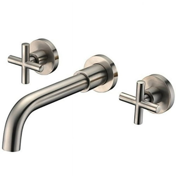 sumerain wall mount bathroom faucet nickel,cross handles and rough-in valve included