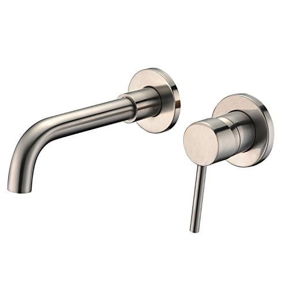 Brushed Nickel Wall Mount Bathroom Faucet with Brass Valve