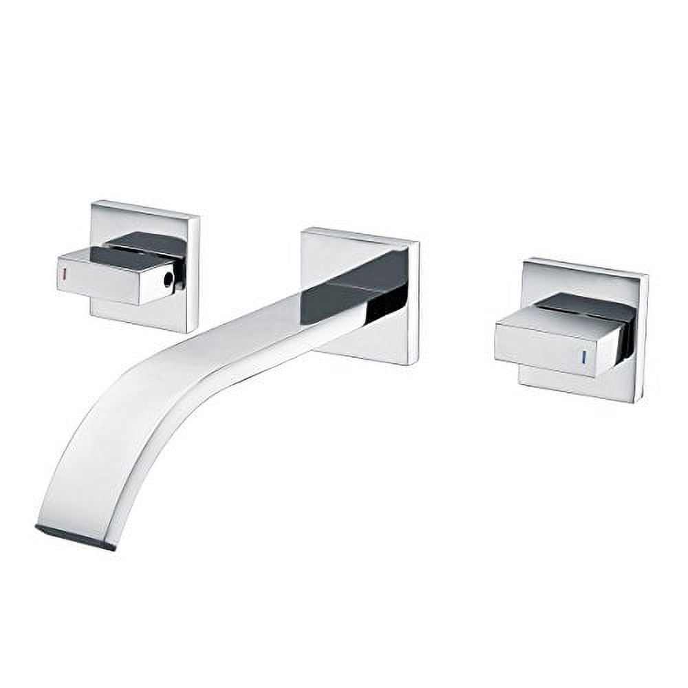 Polished Chrome Wall Mount Lavatory Faucet with Brass Handles