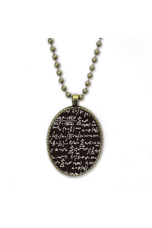 summarize mathematical formulas calculus figure necklace vintage chain bead pendant jewelry collection