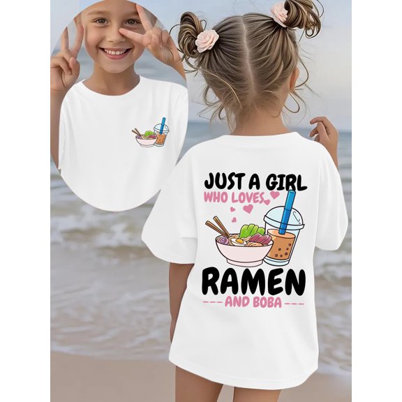 summer fashions short sleeve t shirt who ramen and boba ramen and bubble tea element cartoon graphic double sided casual versatile top ny dx4675