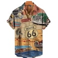 thumbnail image 1 of summer route 66 vintage shirt American flag 3d print Hawaiian shirt vintage shirt breathable short sleeve lapel shirt men, 1 of 6