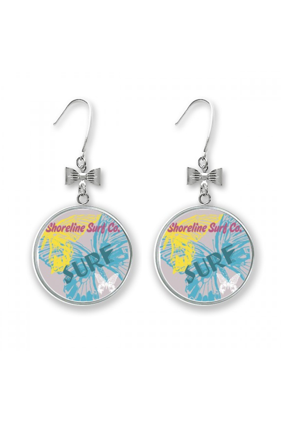 summer shoreline surf bow earrings drop stud pierced hook