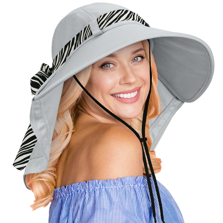 sun blocker women large brim uv sun protection fishing hat neck flap hat