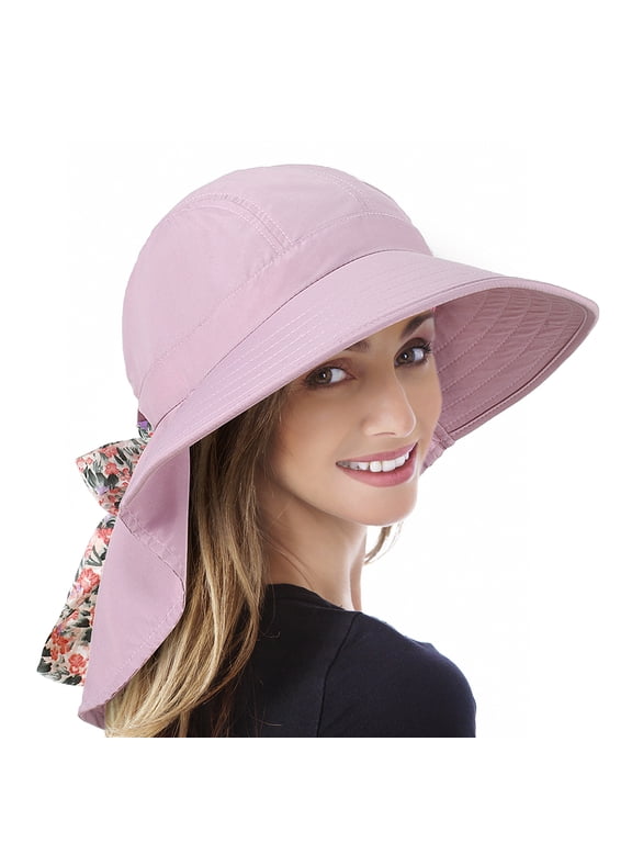 women's travel sun hat upf 50+ large brim beach neck flap hat