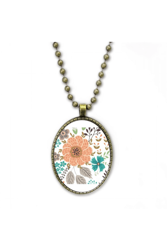 sun flower flower paint necklace vintage chain bead pendant jewelry collection