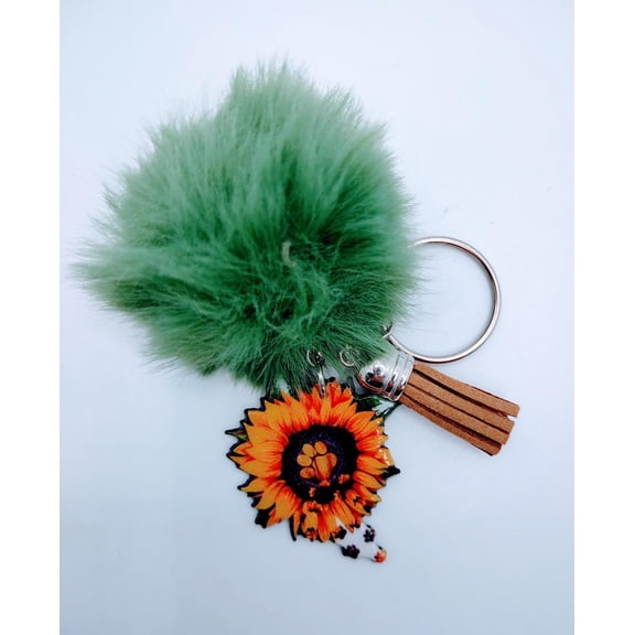 sun steps acrylic keychain with fur And Tassel decor