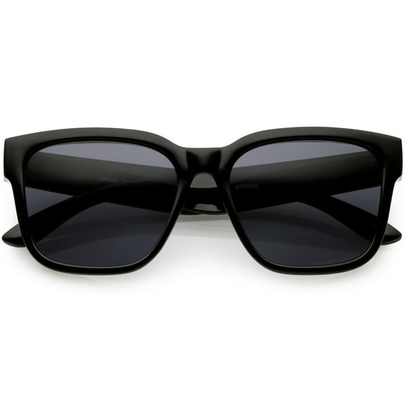 sunglassLA - Classic Horn Rimmed Sunglasses Wide Arms Neutral Colored Square Lens 55mm - 55mm