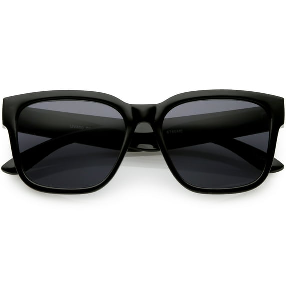 sunglassLA - Classic Horn Rimmed Sunglasses Wide Arms Neutral Colored Square Lens 55mm - 55mm