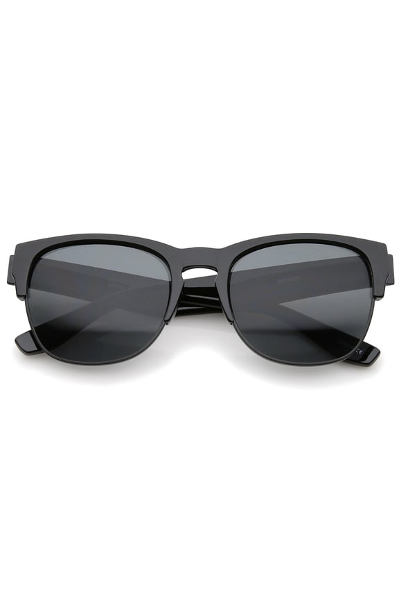sunglassLA - Contemporary Wide Temple Keyhole Nose Bridge Half-Frame Sunglasses - 54mm