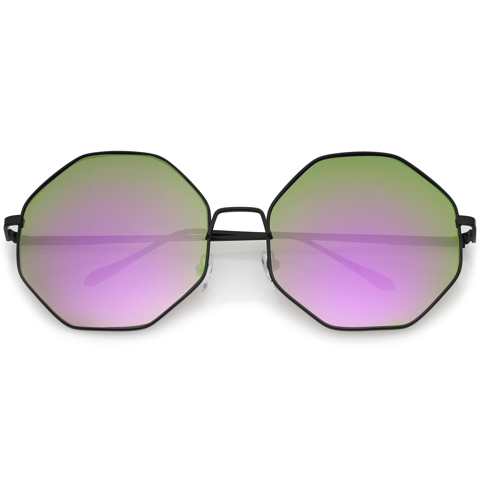 sunglassLA Female Oversize Metal Frame Slim Temple Colored Mirror