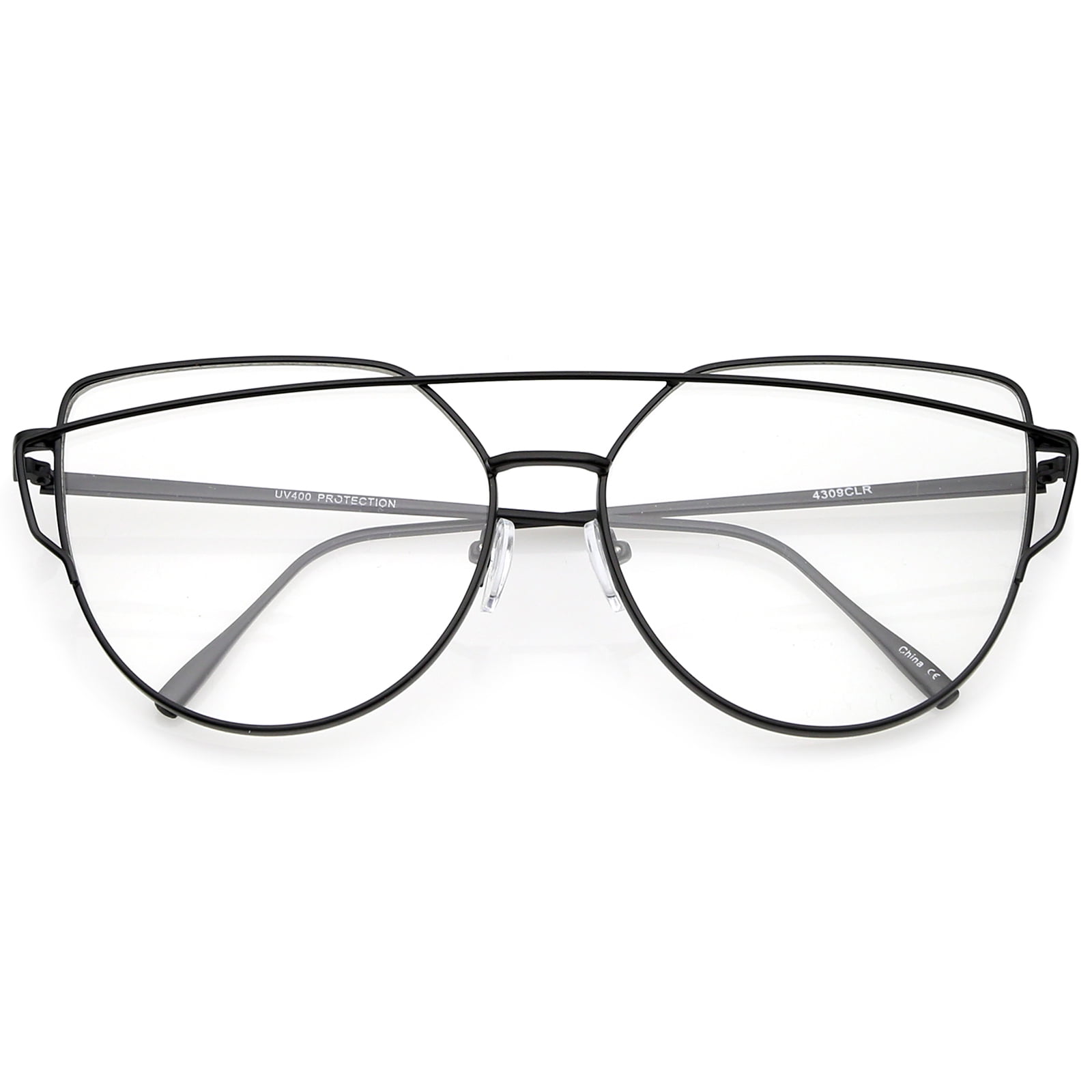 Minimalist Rectangular Sunglasses with Clear Lenses and Metal Temples Classic Flat Top Metal Accented Temples Clear Lens Square  main image 2