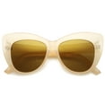 thumbnail image 1 of sunglassLA Female Women's Bold Oversize Frame Wide Temple Cat Eye Sunglasses 52mm (Creme / Brown) - 52mm, 1 of 1