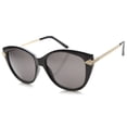 thumbnail image 1 of sunglassLA Female Women's Oversize Arrow Metal Temple Cat Eye Sunglasses 54mm (Black-Gold / Smoke) - 54mm, 1 of 1
