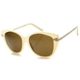 thumbnail image 1 of sunglassLA Female Women's Oversize Arrow Metal Temple Cat Eye Sunglasses 54mm (Creme-Gold / Brown) - 54mm, 1 of 1