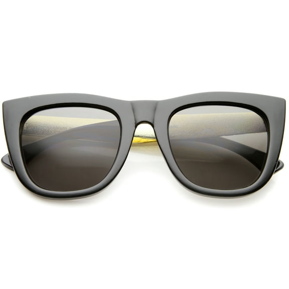 sunglassLA - High Fashion Alligator Metal Temple Bold Rimmed Flat Top Sunglasses - 50mm