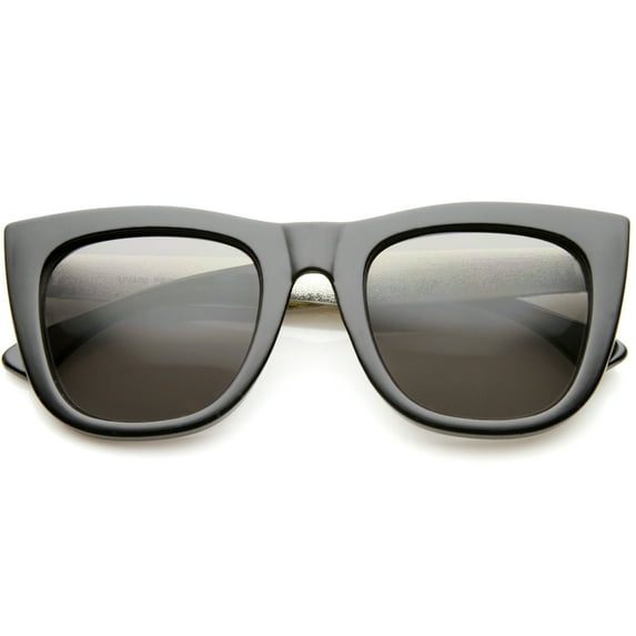 sunglassLA - High Fashion Alligator Metal Temple Bold Rimmed Flat Top Sunglasses - 50mm