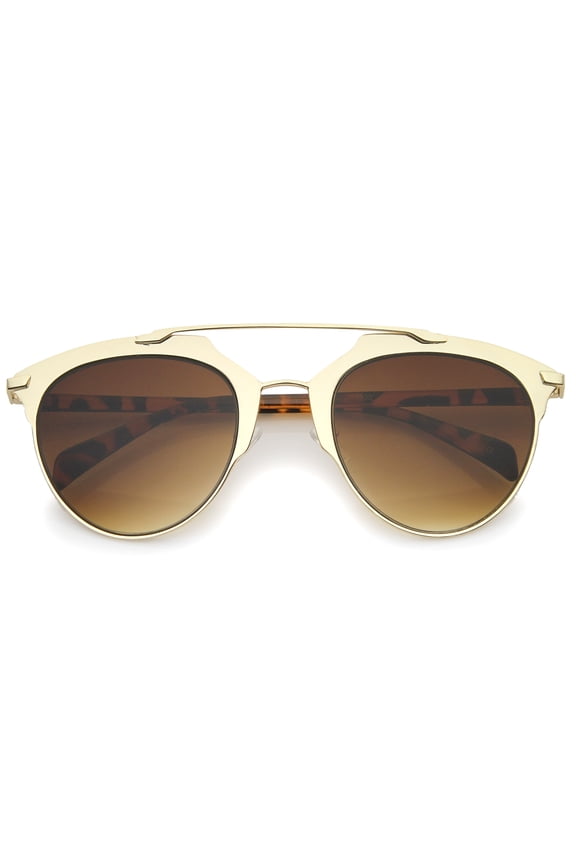 sunglassLA - Modern Fashion Matte Metal Frame Double Bridge Pantos Aviator Sunglasses - 55mm