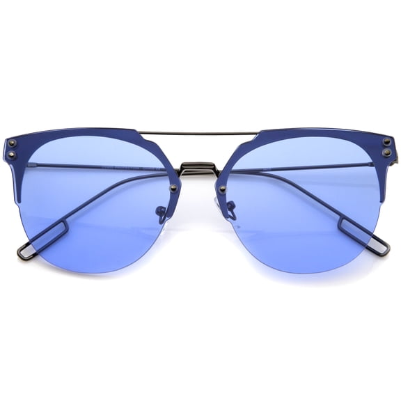 sunglassLA - Modern Fashion Ultra Slim Wire Rimless Flat Lens Pantos Sunglasses - 58mm