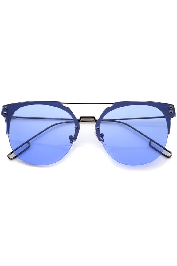sunglassLA - Modern Fashion Ultra Slim Wire Rimless Flat Lens Pantos Sunglasses - 58mm