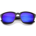 thumbnail image 1 of sunglassLA - Modern Wide Temples Square Color Mirror Lens Horn Rimmed Sunglasses - 56mm, 1 of 4