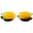 thumbnail image 1 of sunglassLA - Sleek Metal Horn Rimmed Sunglasses Semi Rimless Color Mirror Square Lens 48mm - 48mm, 1 of 4