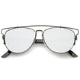 thumbnail image 1 of sunglassLA - Technologic Full Metal Crossbar Flash Mirror Flat Lens Aviator Sunglasses - 54mm, 1 of 4