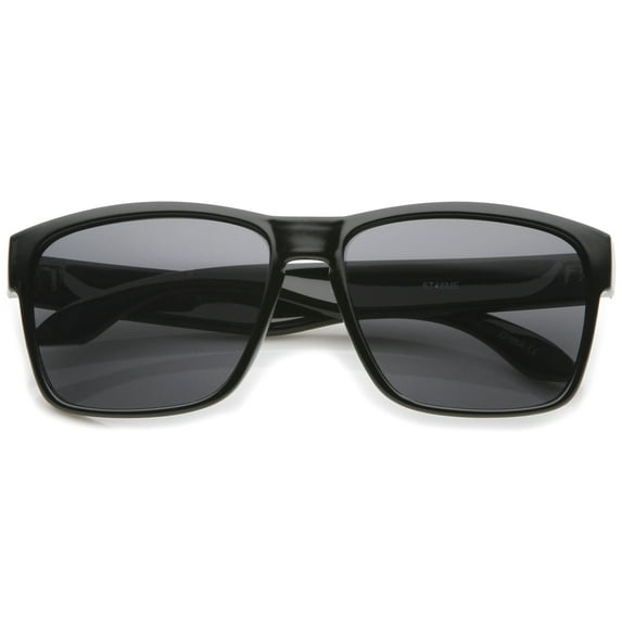 sunglassLA Unisex Action Sport Modern Lifestyle Frame Rectangle Sunglasses (Shiny Black / Smoke) - 59mm