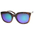 thumbnail image 1 of sunglassLA Unisex Bold Metal Temple Square Colored Mirror Lens Cat Eye Sunglasses 50mm (Tortoise-Gold / Midnight) - 50mm, 1 of 1