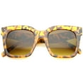 thumbnail image 1 of sunglassLA Unisex Bold Oversize Tinted Flat Lens Square Horn Rimmed Sunglasses (Shiny Tortoise / Amber) - 51mm, 1 of 4