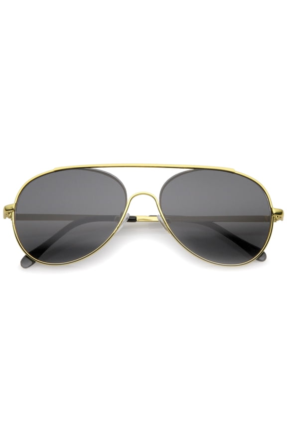 sunglassLA Unisex Classic Brow Bar Semi-Rimless Lens Aviator Sunglasses 57mm (Gold / Smoke) - 57mm