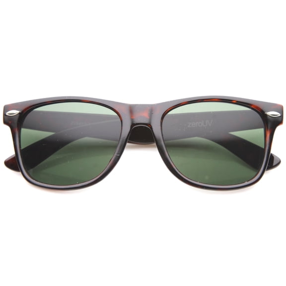 sunglassLA Unisex Classic Eyewear Iconic 80's Retro Large Horn Rimmed Sunglasses (Tortoise / Green) - 54mm