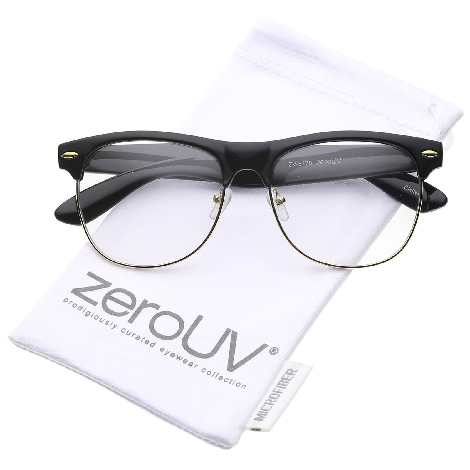 sunglassLA Clear Lens Half Frame Classic Horn Rimmed Glasses