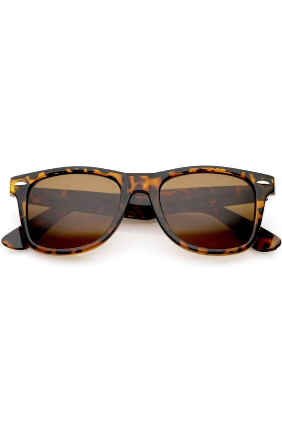 sunglassLA Unisex Classic Neutral Color Polarized Horn Rimmed Sunglasses 52mm (Tortoise / Brown) - 52mm