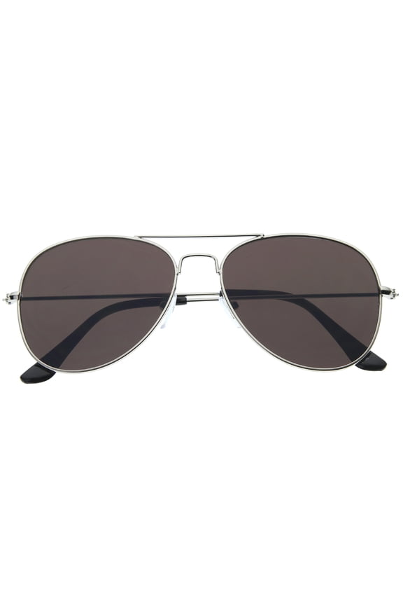 sunglassLA Unisex Classic Teardrop Full Metal Frame Gradient Flat Lens Aviator Sunglasses (Silver / Smoke) - 51mm