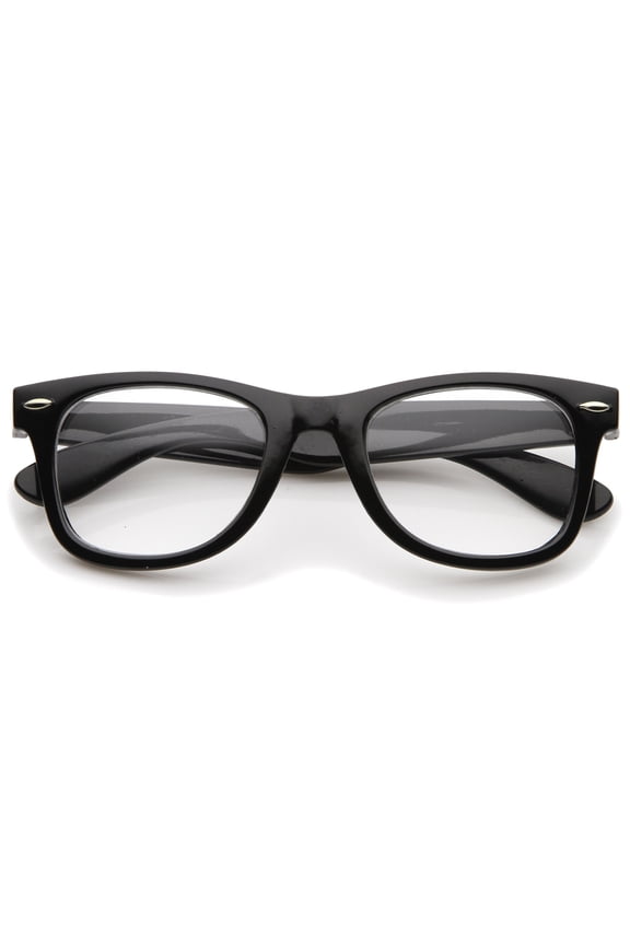 sunglassLA Unisex Classic Thick Square Clear Lens Horn Rimmed Eyeglasses 50mm (Black / Clear) - 50mm